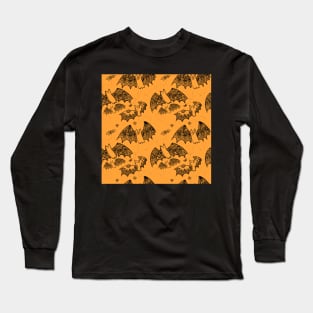 Orange and Black Lace Bats Long Sleeve T-Shirt